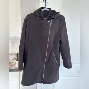 BCBGeneration Black Zip Removeable Hooded Trench Coat Women’s Size XL